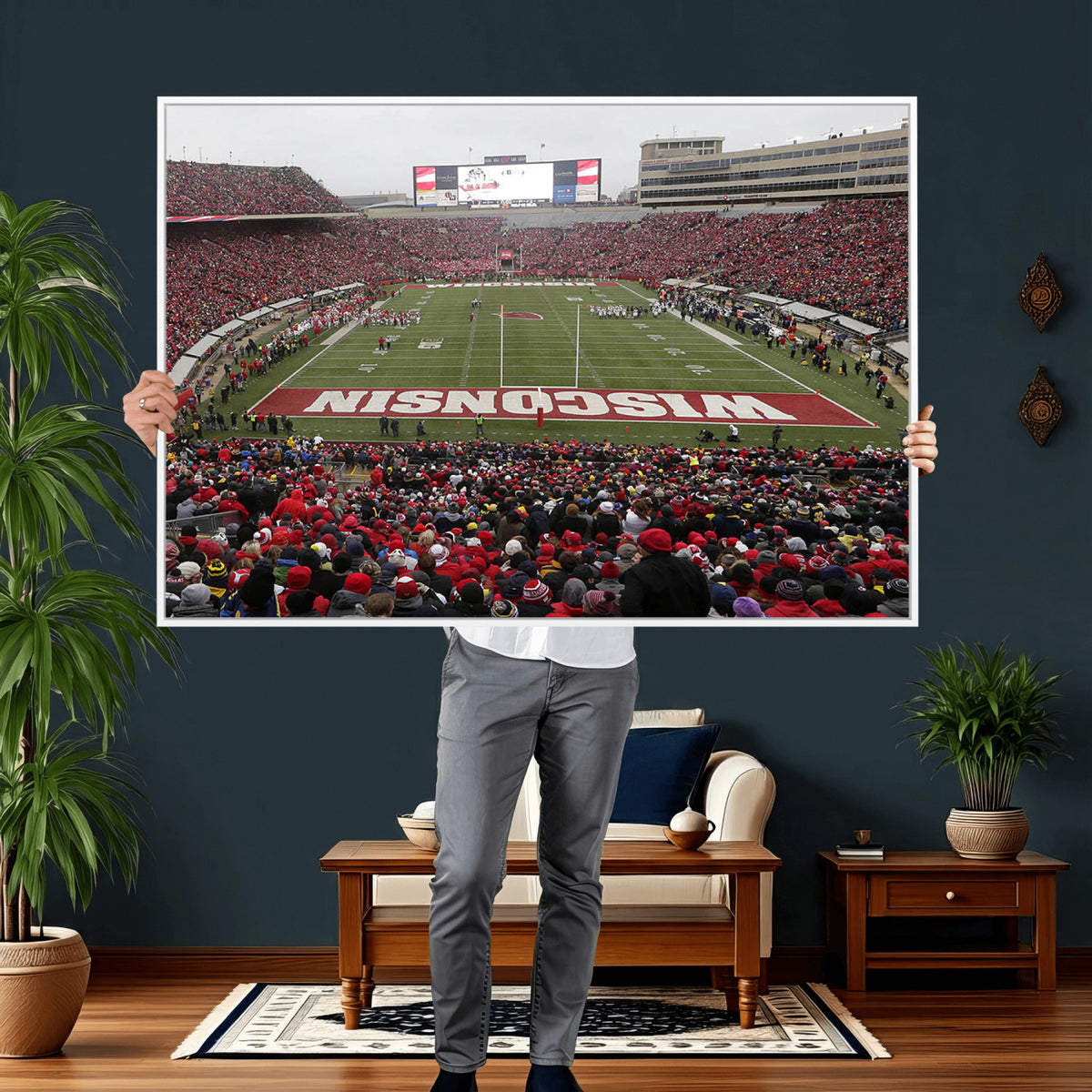 23461-MGV-CV-36X24 - Wisconsin Badgers Team Print Canvas, Madison Camp Randall Stadium Wall Art