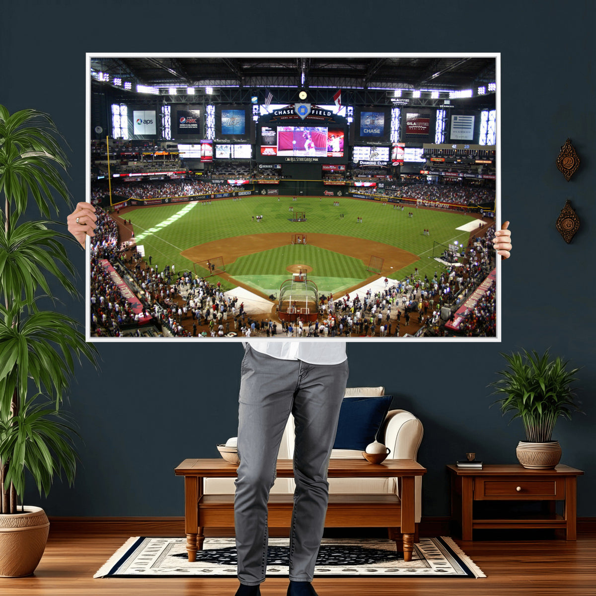 91630-MGV-CV-36X24 - Arizona Diamondbacks Baseball Team Print, Phoenix Chase Field Baseball Stadium Wall Art