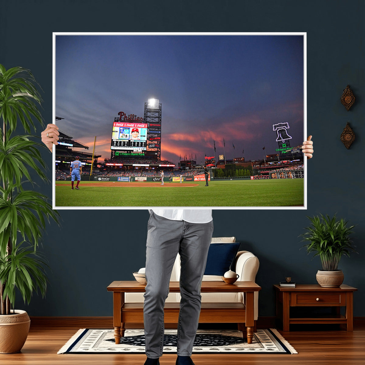 22594-MGV-CV-36X24 - Philadelphia Phillies Baseball Print - Philadelphia Citizens Bank Park Stadium Wall Art, Phillies