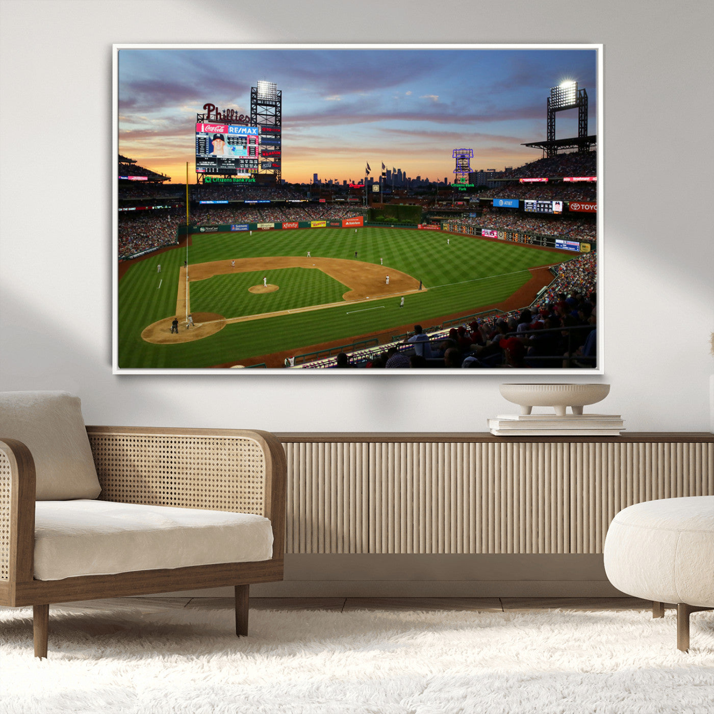 MGV-FC-36X24 - Citizens Bank Park Philadelphia Phillies Wall Art Canvas | 3-Panel Canvas Print of Phillies Stadium