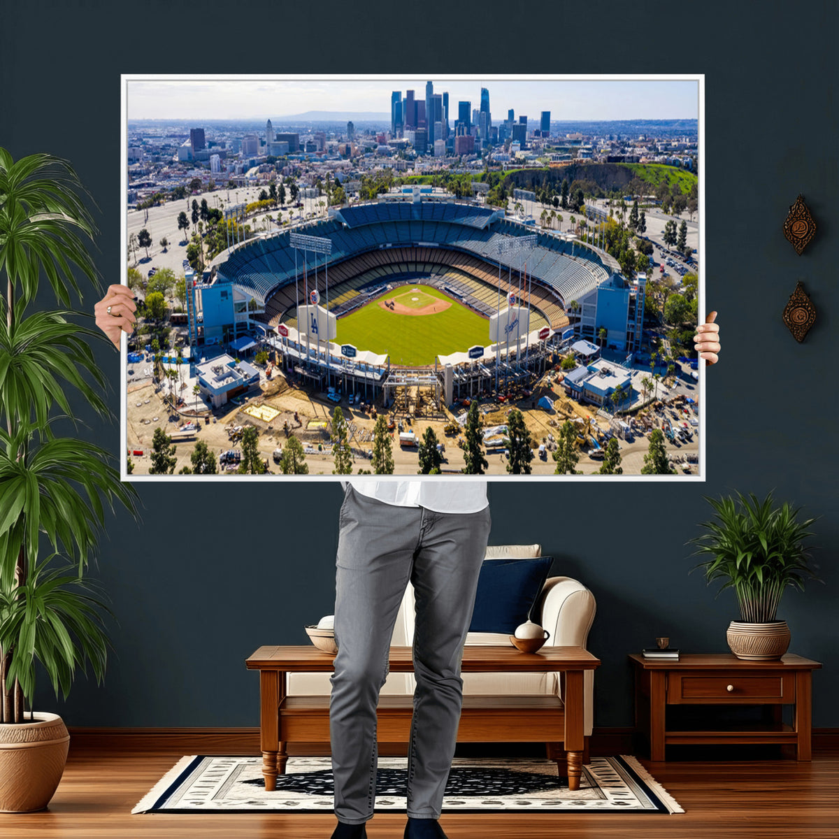 58596-MGV-CV-36X24 - Los Angeles Dodgers Dodger Stadium Wall Art Canvas Print, Extra Large Game Room Wall Decor