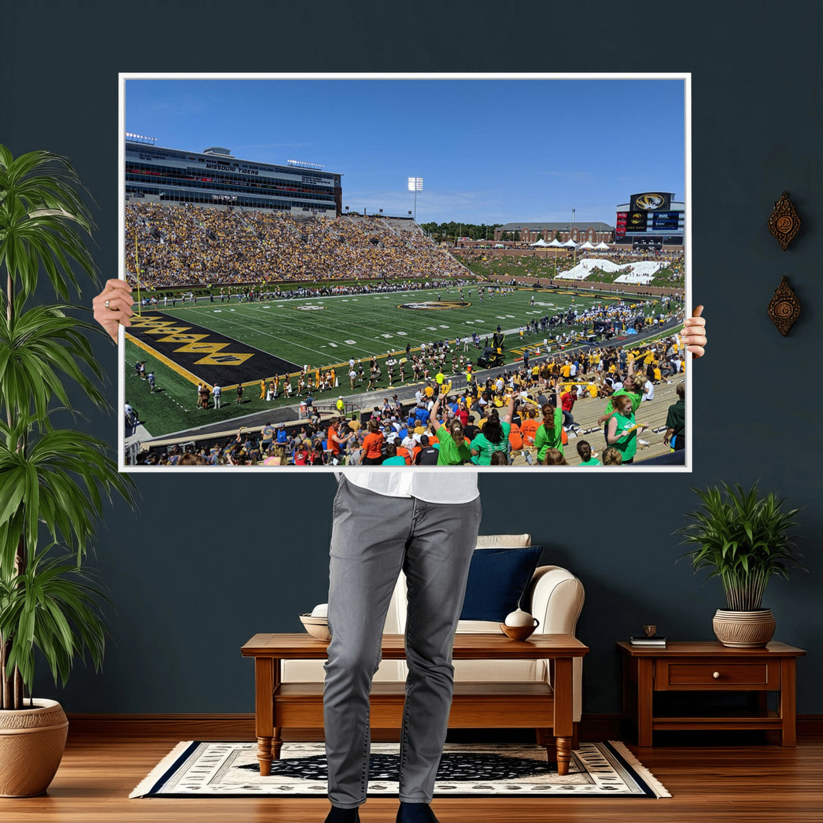 38399-MGV-CV-36X24 - University of Missouri Tigers Football Team Print, Columbia Faurot Field Memorial Stadium Wall Art