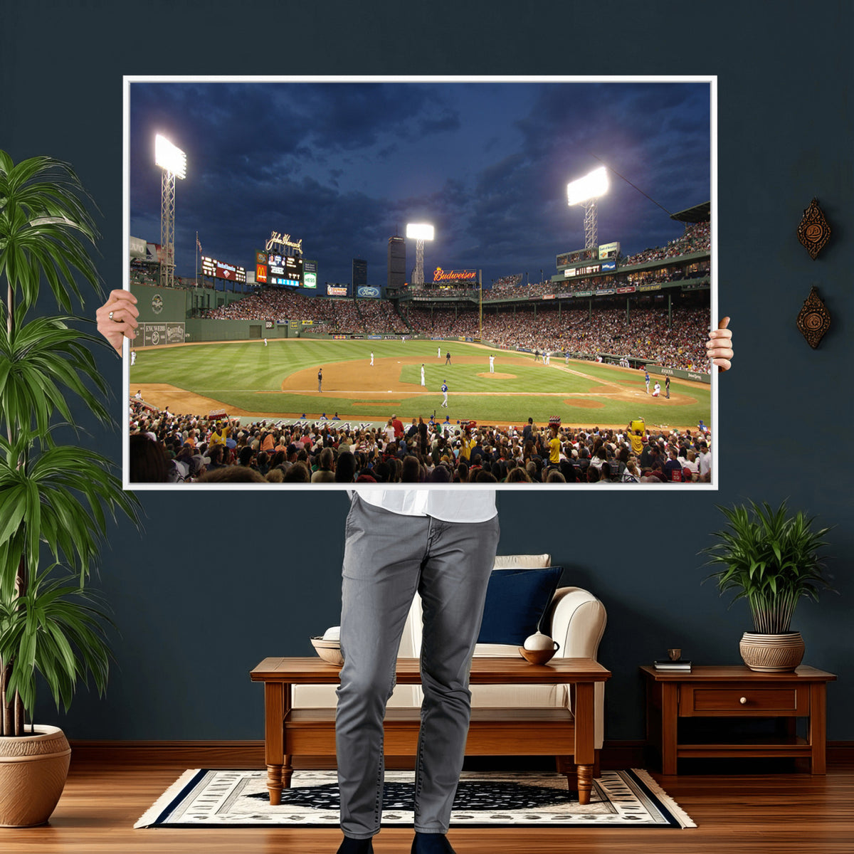 85099-MGV-CV-36X24 - Boston Red Sox Baseball Team Print Canvas, Massachusetts Fenway Park Stadium Wall Art