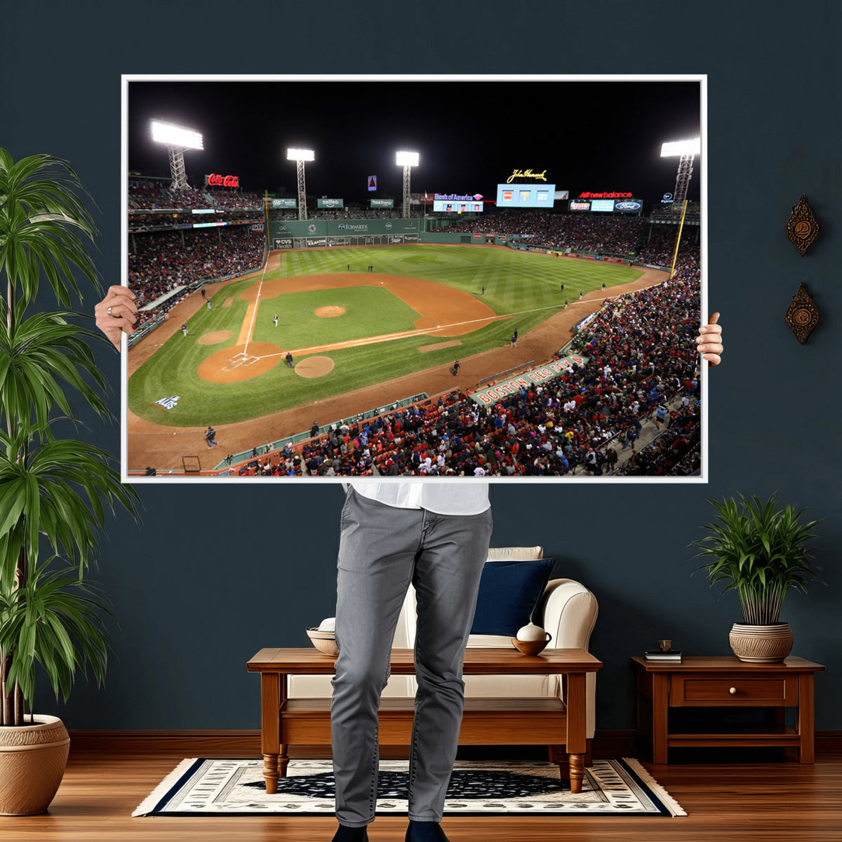 41158-MGV-CV-36X24 - Boston Red Sox Baseball Team Print, Massachusetts Fenway Park Stadium Wall Art