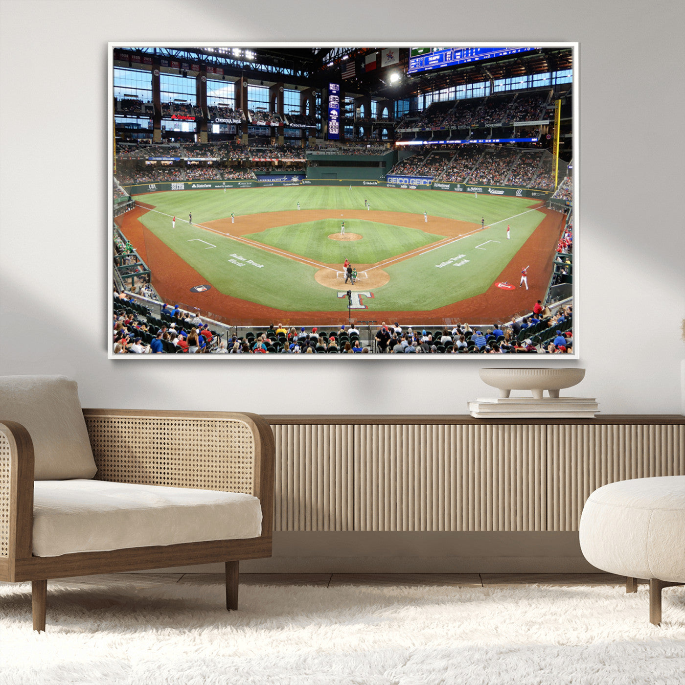 MGV-FC-36X24 - Texas Rangers Baseball Team Print - Arlington Globe Life Field Stadium Canvas Print Wall Art