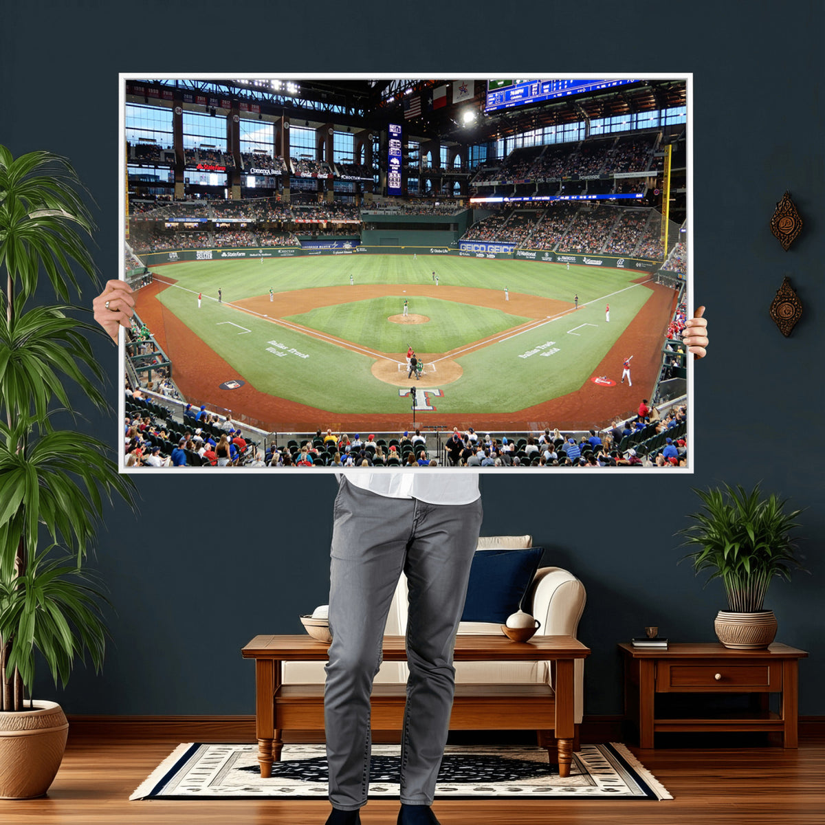 78468-MGV-CV-36X24 - Texas Rangers Baseball Team Print, Arlington Globe Life Field Stadium Wall Art