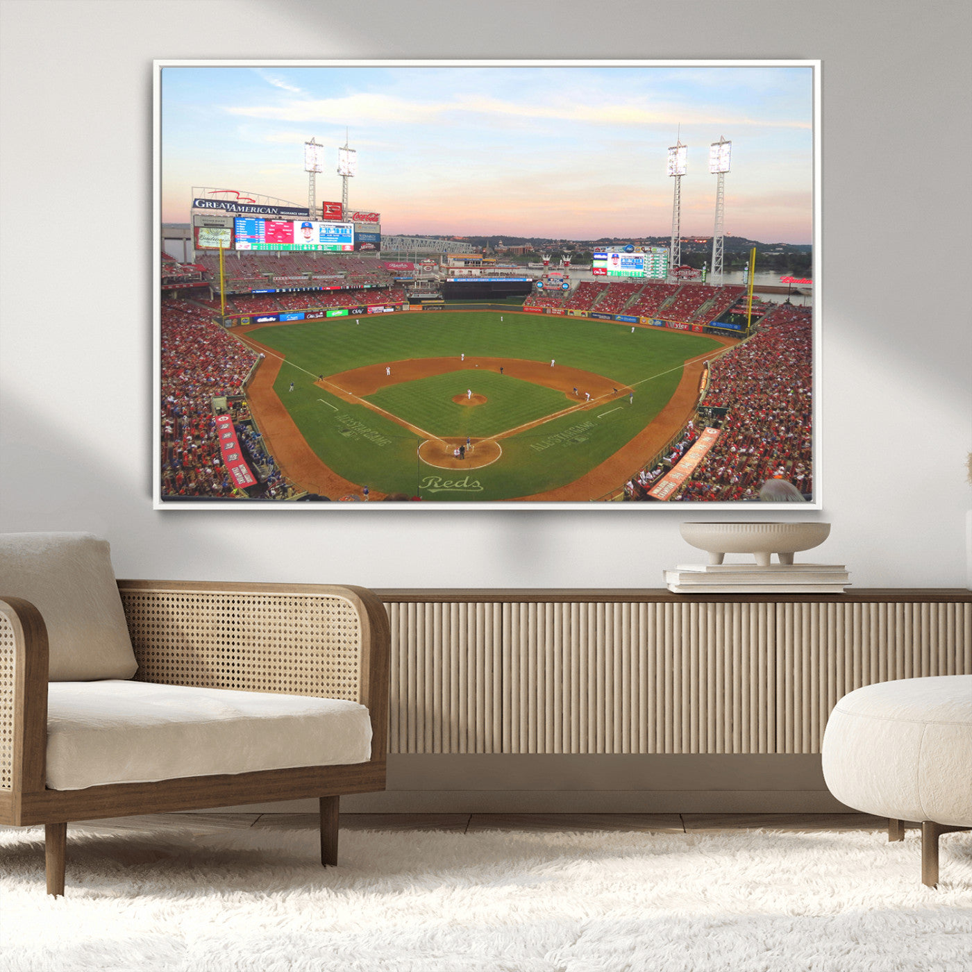 MGV-FC-36X24 - Cincinnati Reds Baseball Print Canvas- Cincinnati Great American Ball Park Stadium Wall Art Canvas