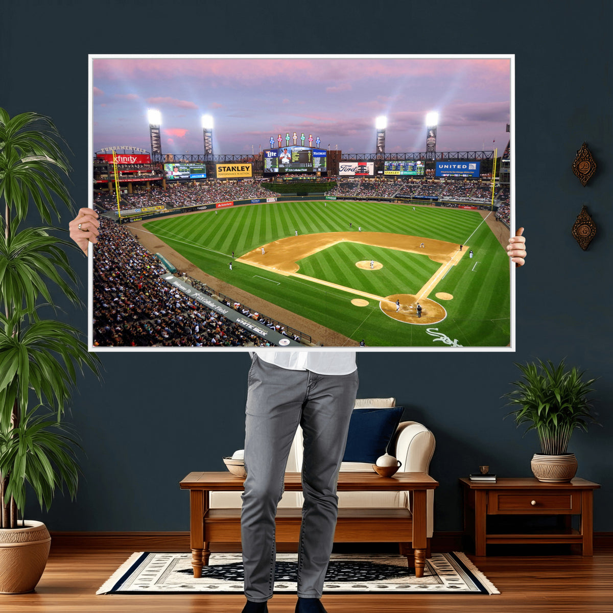 38470-MGV-CV-36X24 - Chicago White Sox Baseball Team Print Canvas, Guaranteed Rate Field Stadium Wall Art