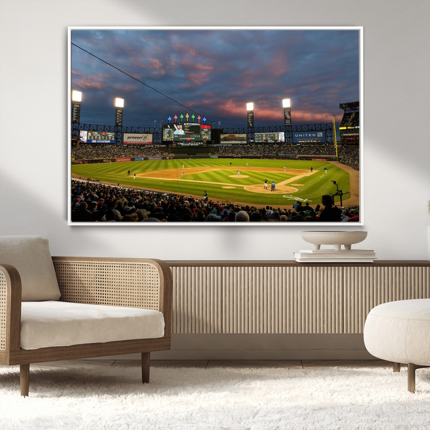 MGV-FC-36X24 - Chicago White Sox Baseball Team Print Canvas- Guaranteed Rate Field Stadium Wall Art Canvas Print