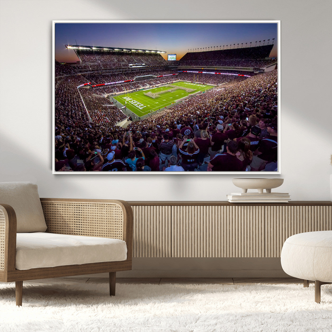 MGV-FC-36X24 - Texas A&M University Aggies Football Team Print - College Station Kyle Field Stadium Wall Art Canvas