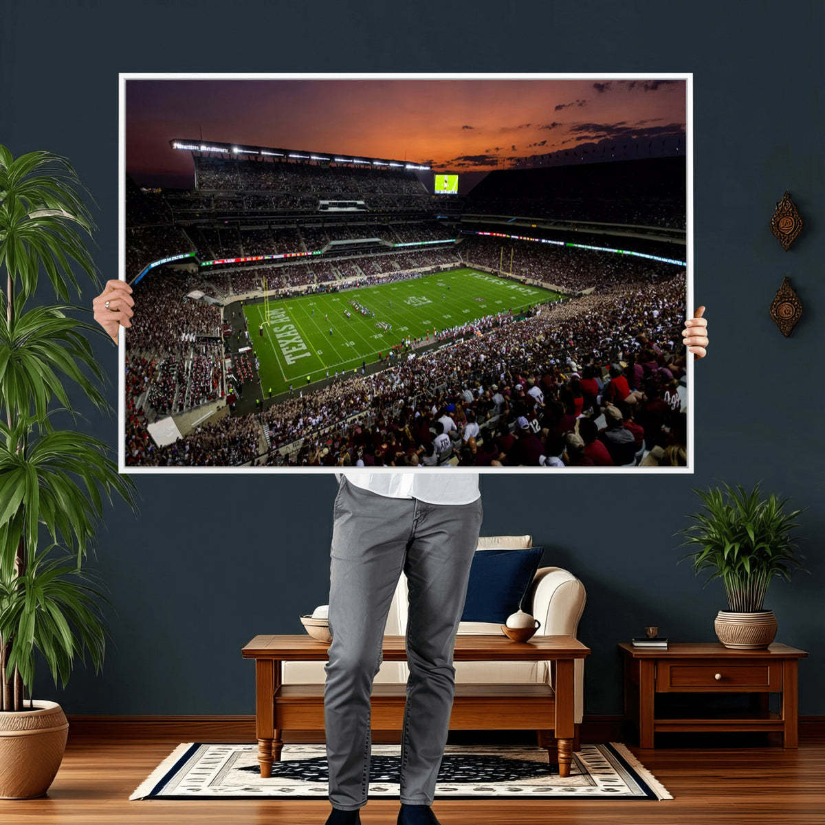 45603-MGV-CV-36X24 - Texas A&M University Aggies Football Team Print, College Station Kyle Field Stadium Wall Art