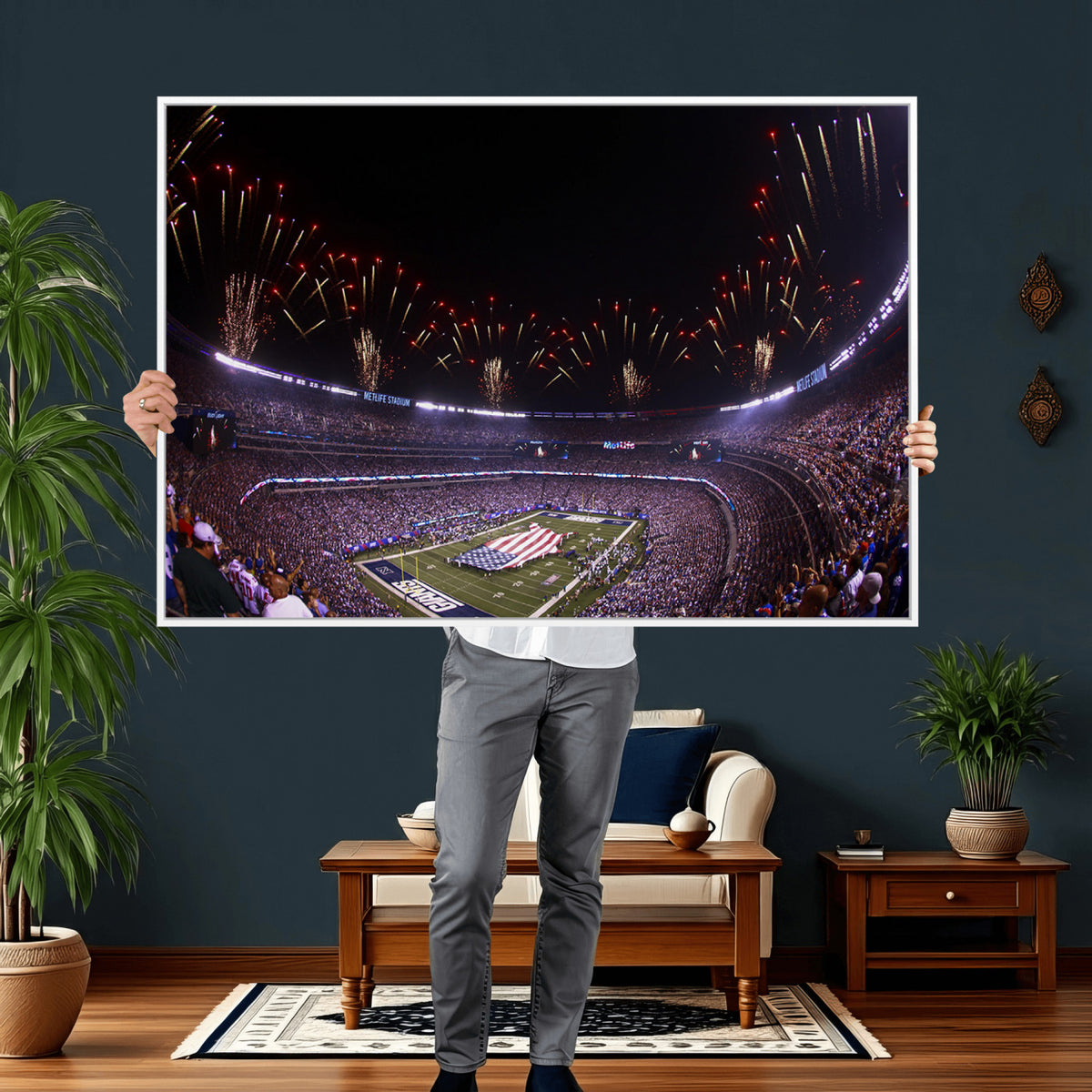 56360-MGV-CV-36X24 - New York Giants Football Team Print, East Rutherford MetLife Stadium Wall Art