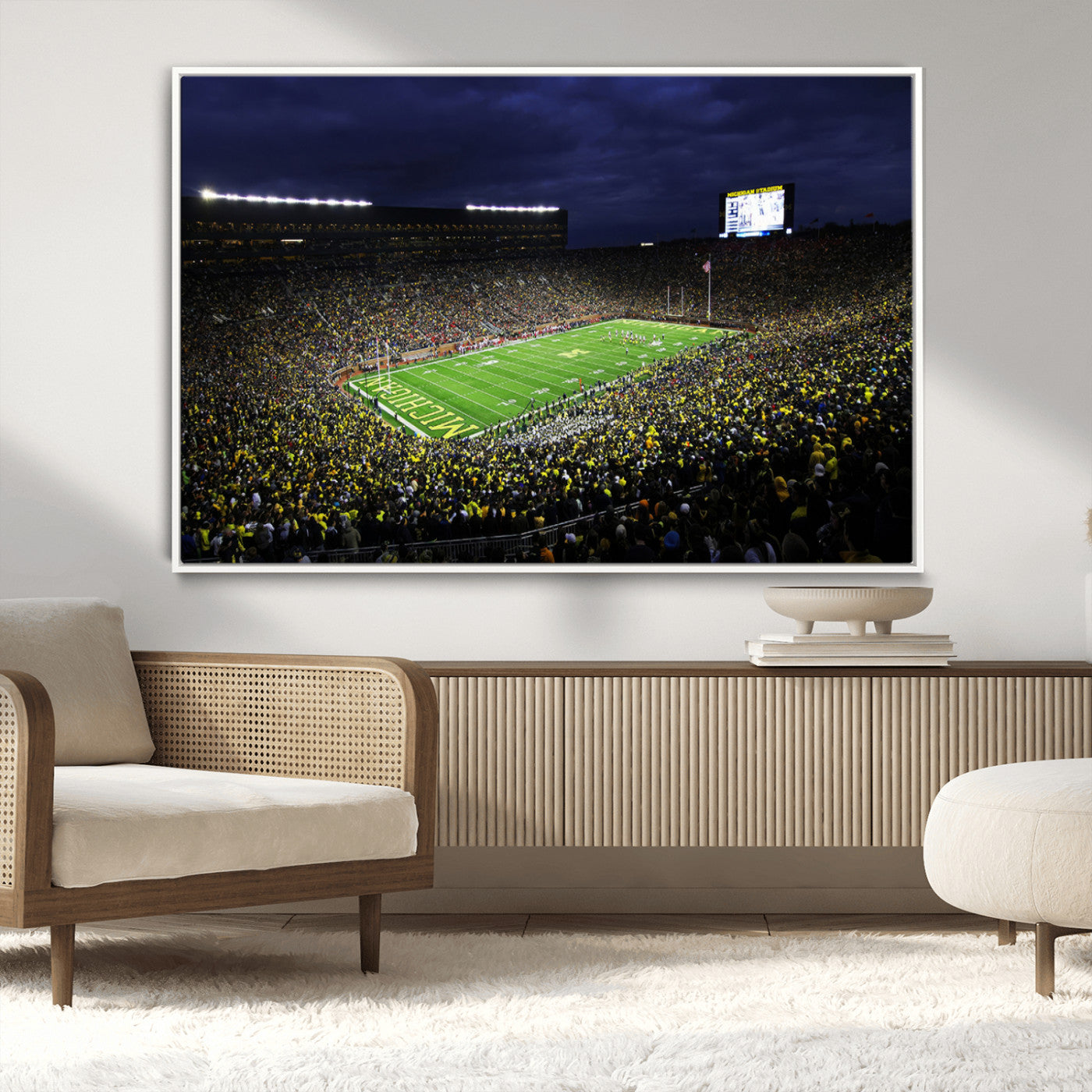 MGV-FC-36X24 - Michigan Wolverines Football Canvas Wall Decor, Football Team Print - Ann Arbor Michigan Stadium