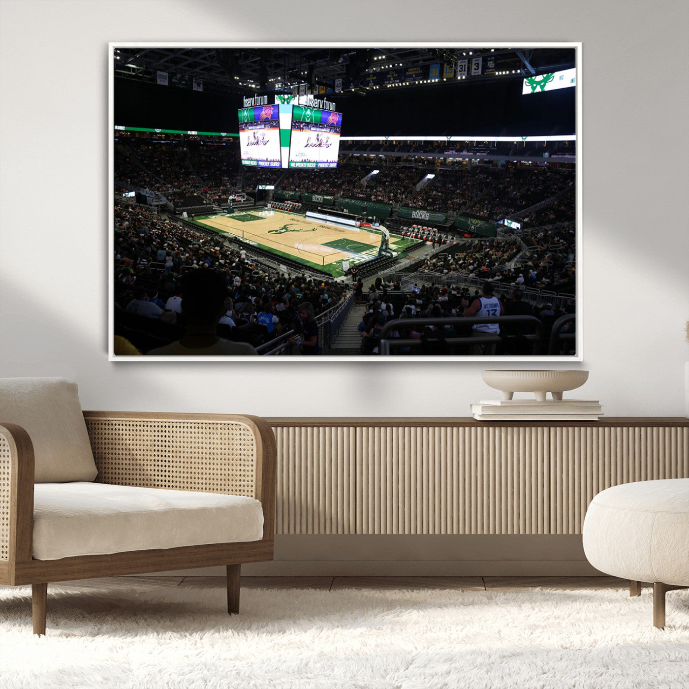 MGV-FC-36X24 - Milwaukee Bucks Basketball Print - Fiserv Forum Stadium Wall Art Canvas Print