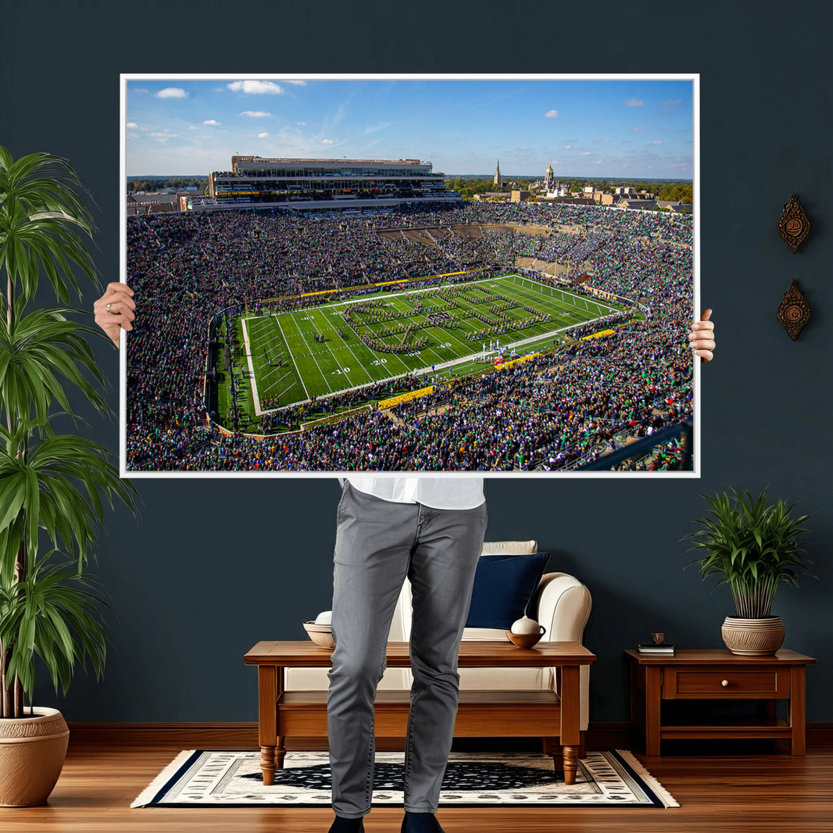 50114-MGV-CV-36X24 - Notre Dame Fighting Irish Football Team Print, Notre Dame Stadium Wall Art