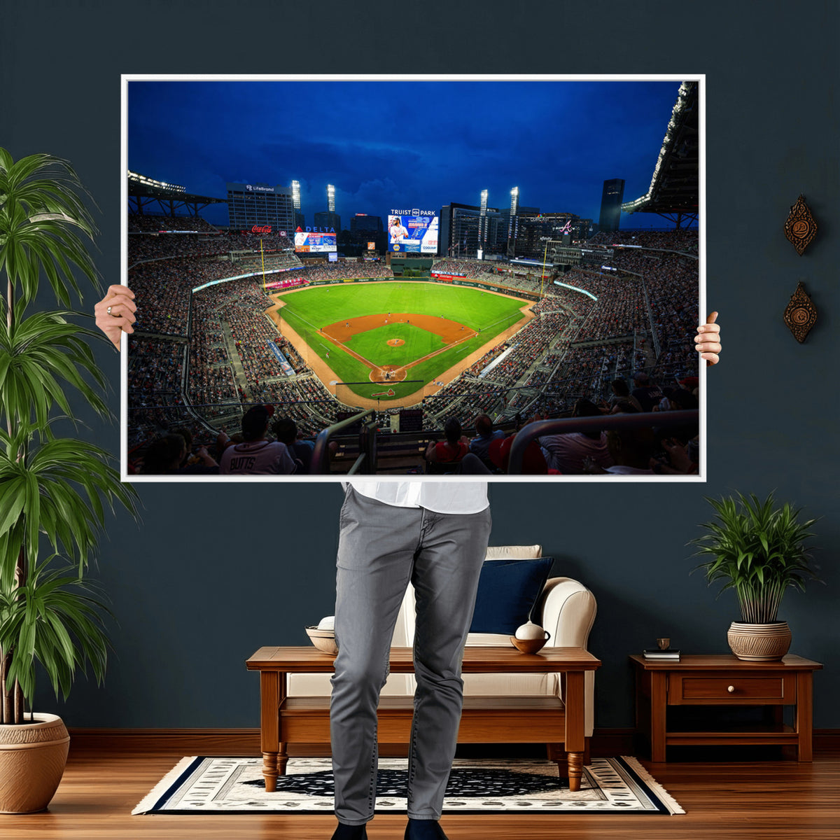 88590-MGV-CV-36X24 - Truist Park Night Game Canvas Art, Atlanta Braves Stadium