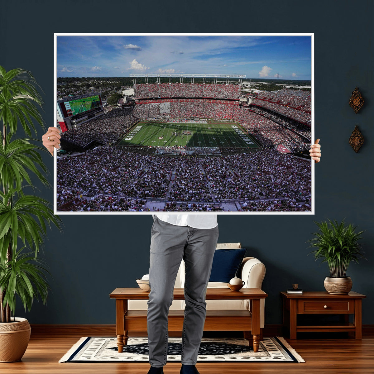 83382-MGV-CV-36X24 - South Carolina Gamecocks Football Team Print, Columbia Williams-Brice Stadium Wall Art