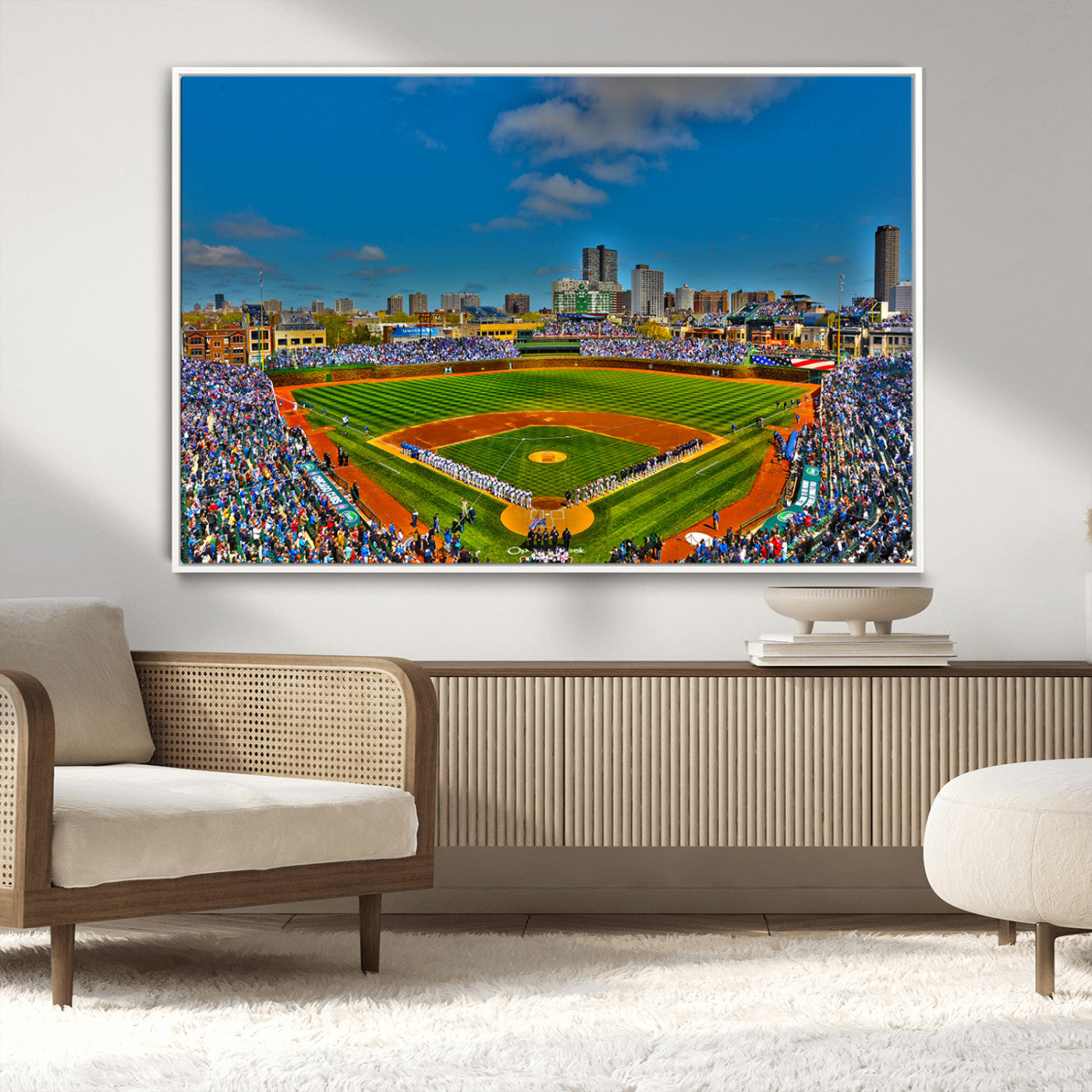 MGV-FC-36X24 - Wrigley Field Chicago Cubs Canvas Wall Art - Iconic Baseball Stadium Print for Sports Lovers - Ready