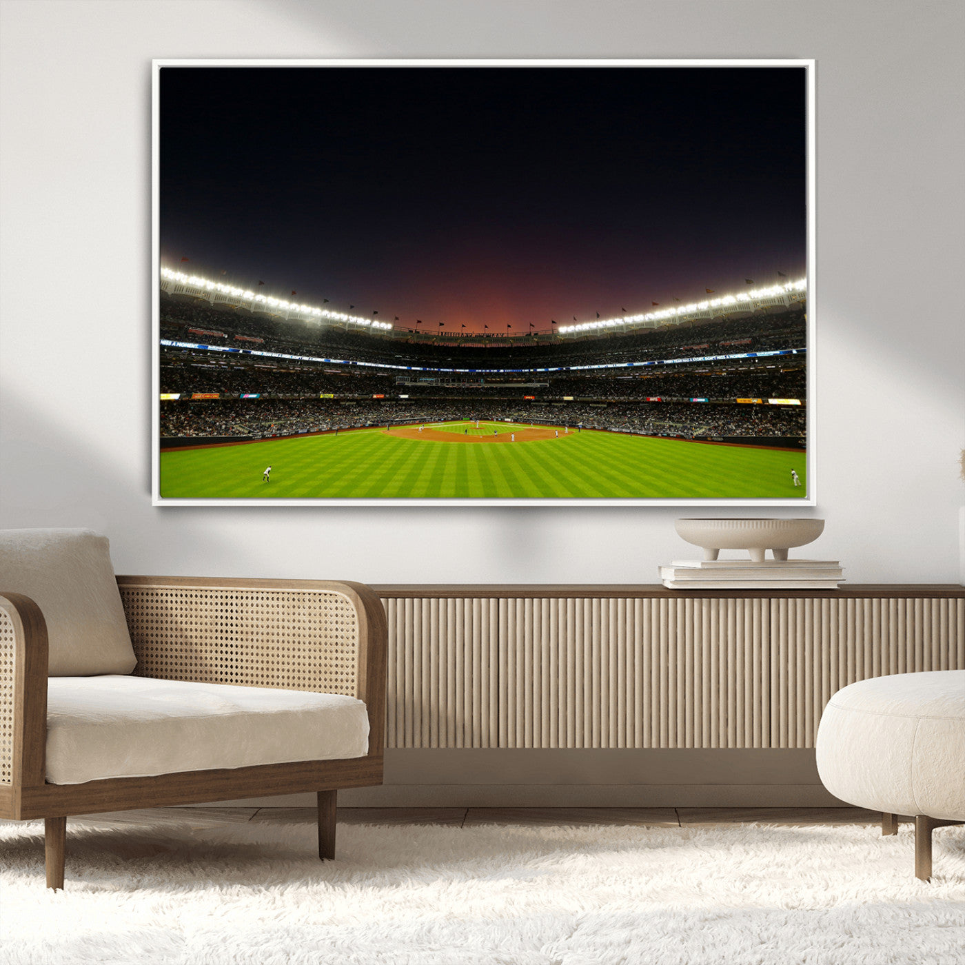 MGV-FC-36X24 - Yankee Stadium Night Game Triple Canvas, Yankee Stadium Canvas Wall Art - New York Yankees MLB Match
