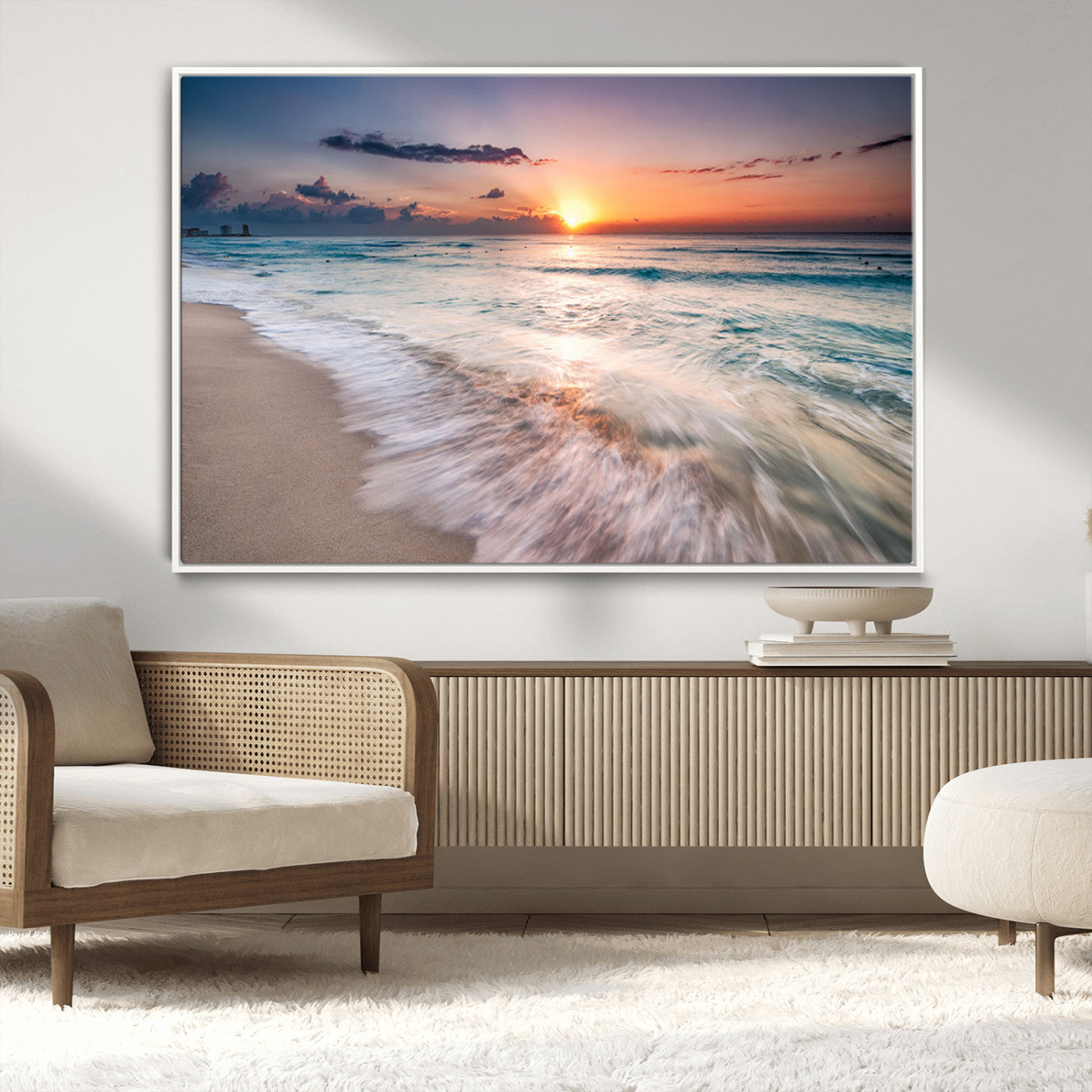 MGV-FC-36X24 - Sunset Beach Wall Art – Soothing Coastal Landscape, Ready to Hang for Tranquil Home Decor