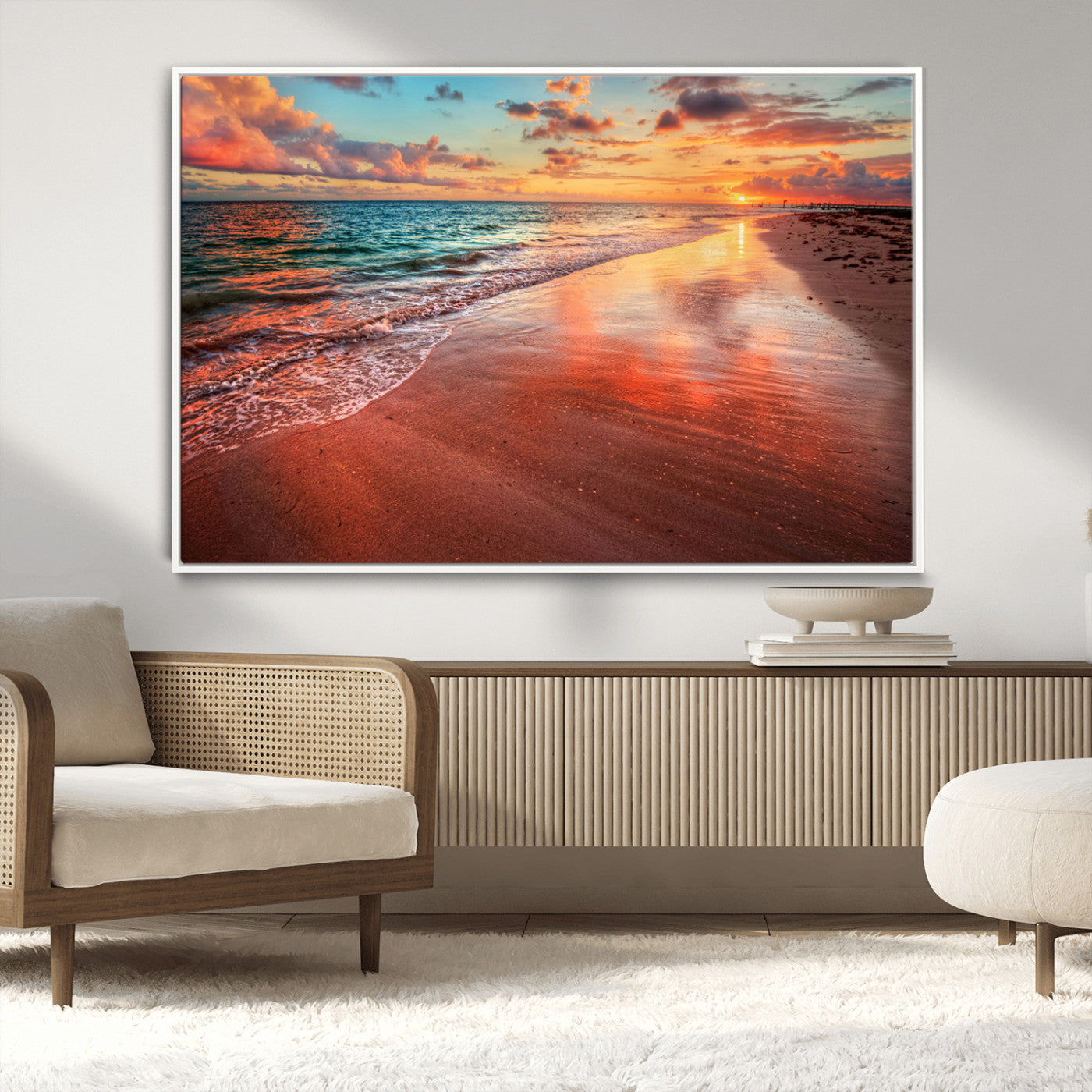 MGV-FC-36X24 - Sunset Beach Wall Art | Ocean Canvas Print | Coastal Wall Art | Tranquil Sunset Canvas Print