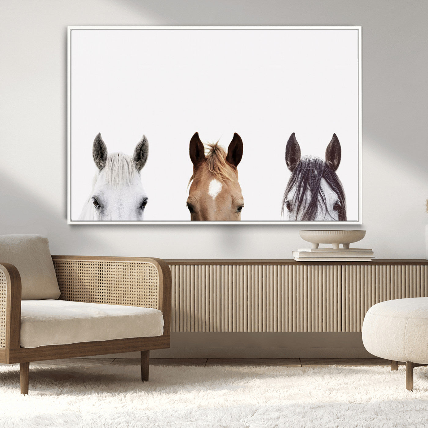 MGV-FC-36X24 - Horse Prints Set, Set of 3 Horse Wall Art, Horses Portraits, Farmhouse Wall Art, Farm Animals