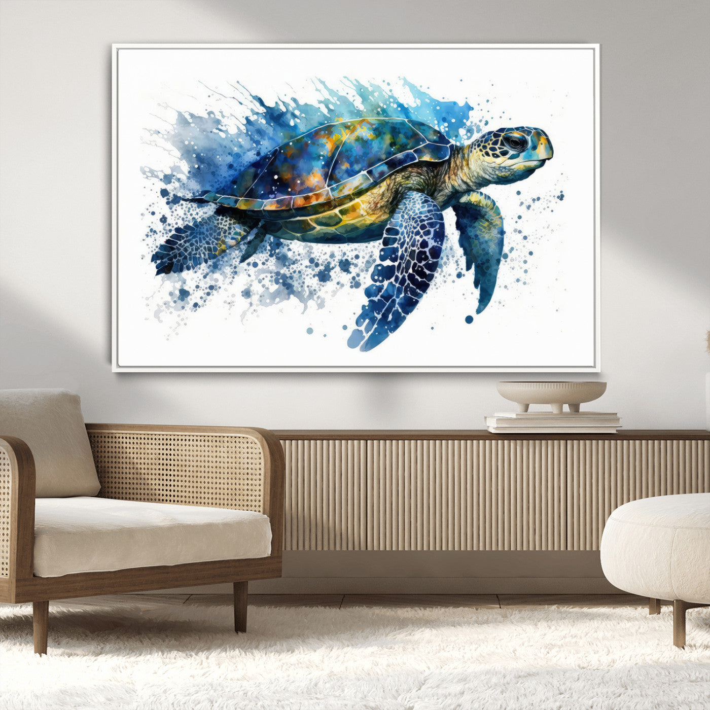 MGV-FC-36X24 - Watercolor Turtle Wall Art Canvas Print for Decoration