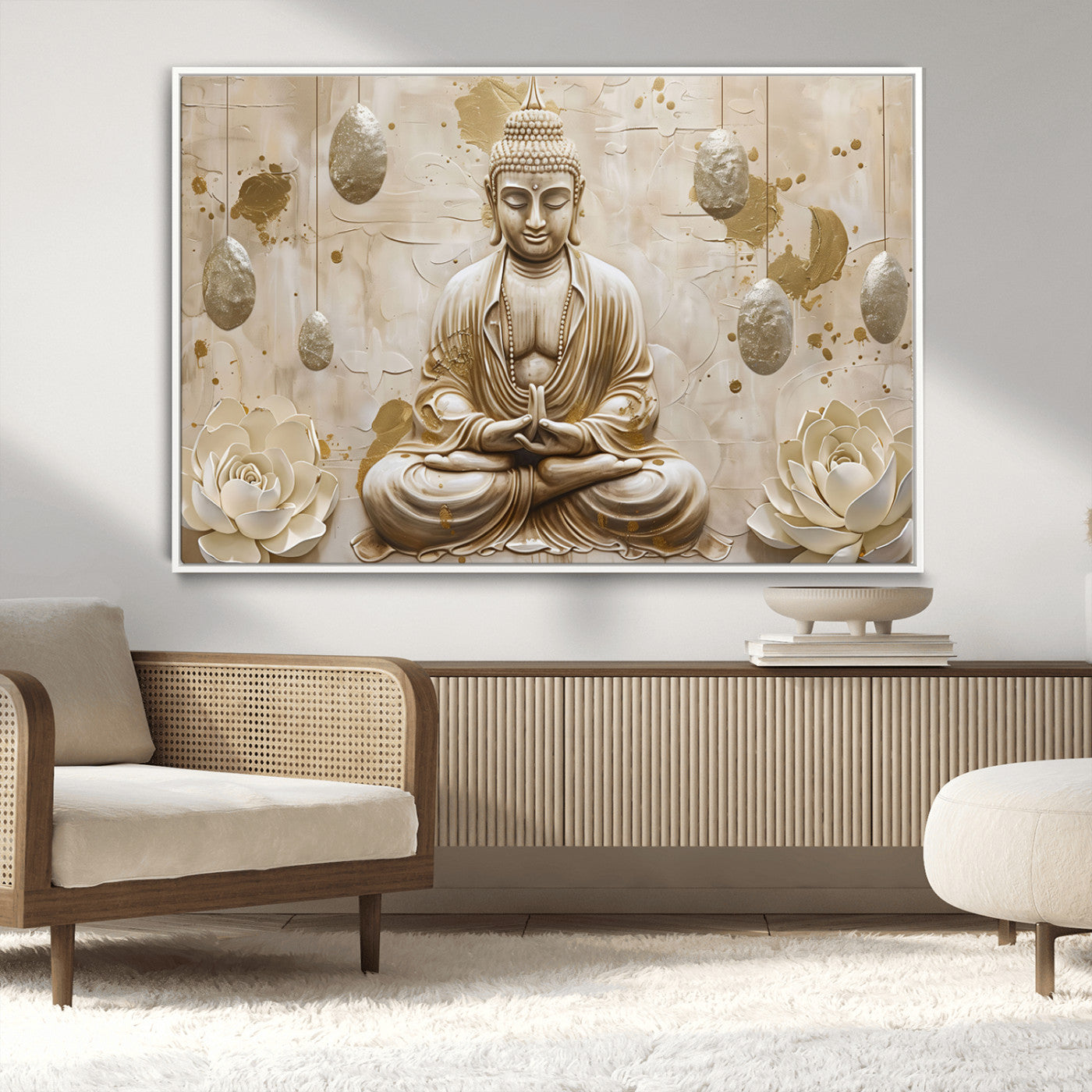MGV-FC-36X24 - Serene Buddha Wall Art | Yoga Room Decor and Meditation Wall Art Print | Framed and Ready to Hang