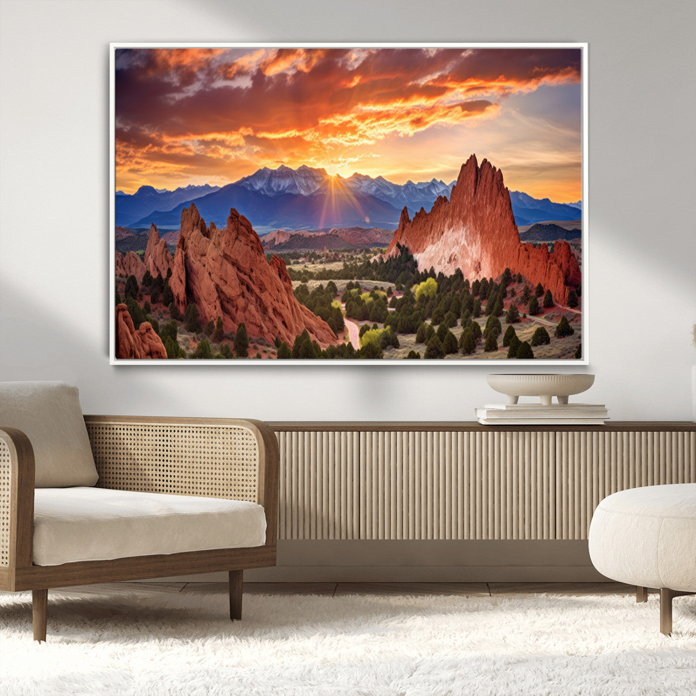 MGV-FC-36X24 - Rocky Mountains Sunset Wall Art Canvas Print – Ready to Hang, Framed Colorado Landscape