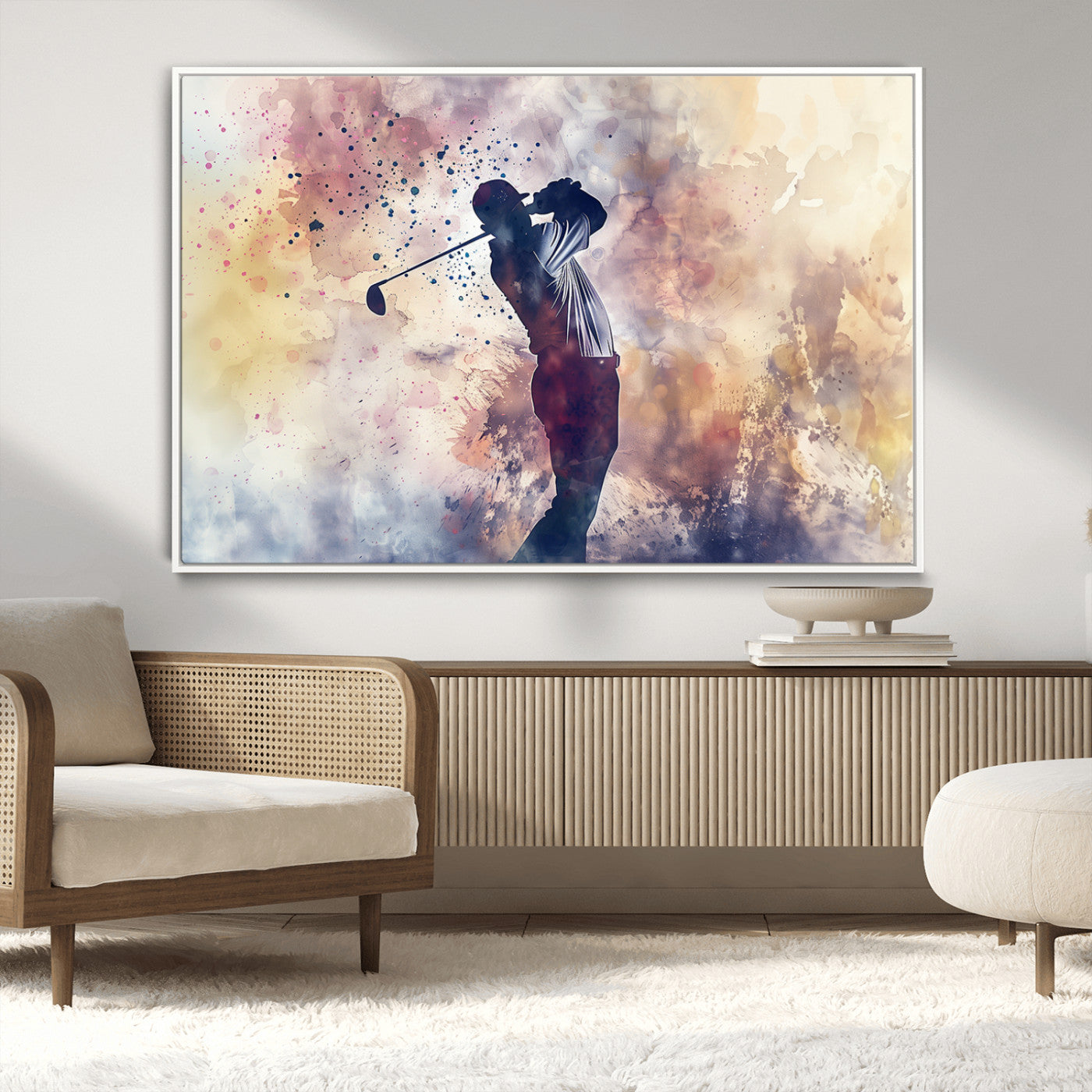 MGV-FC-36X24 - Abstract Watercolor Golf Player Wall Art Canvas Print