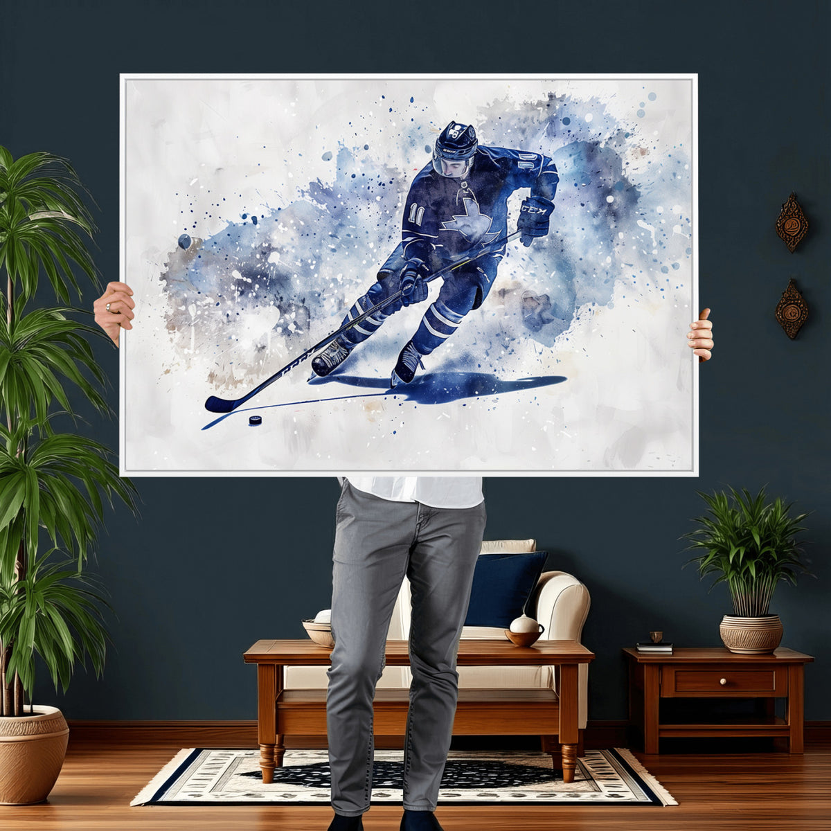 39795-MGV-CV-36X24 - Hockey Player Wall Art Canvas Print