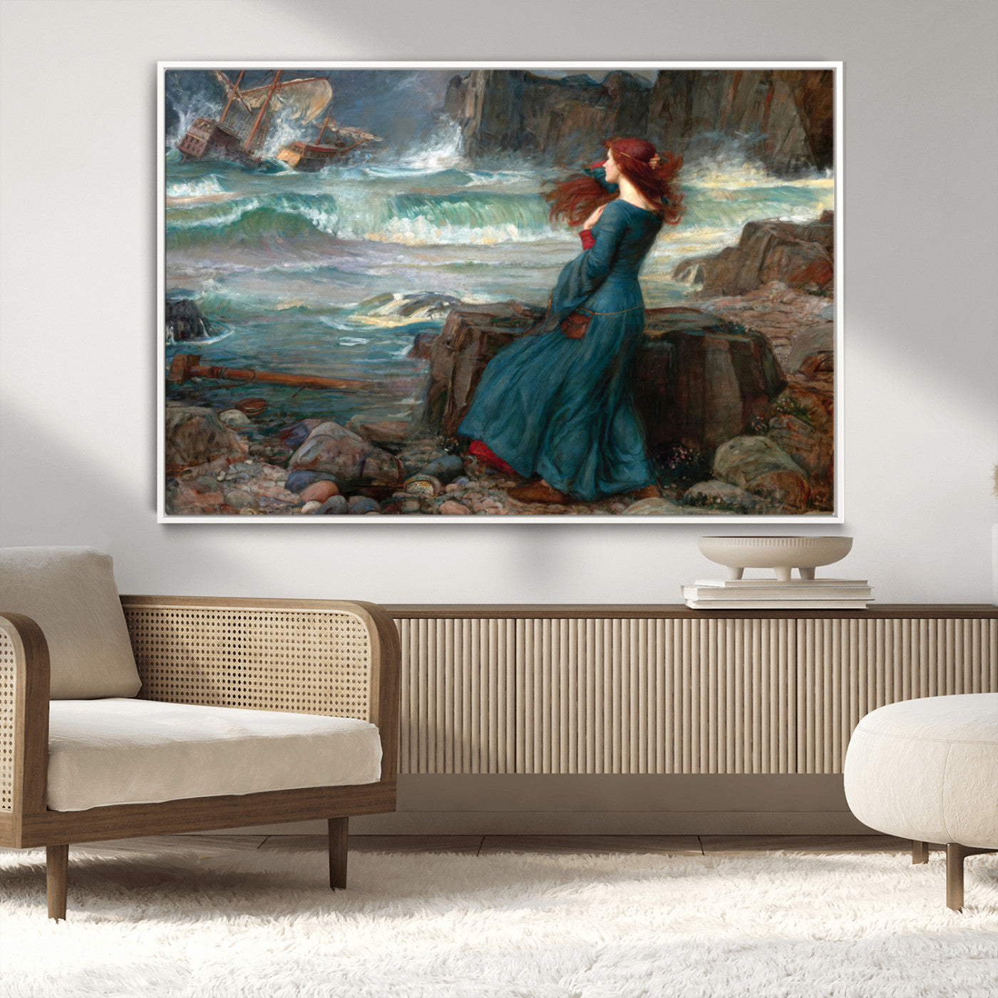 -Miranda by the Shore Wall Art Canvas Print – Tempest Scene Ocean Storm – Ready to Hang