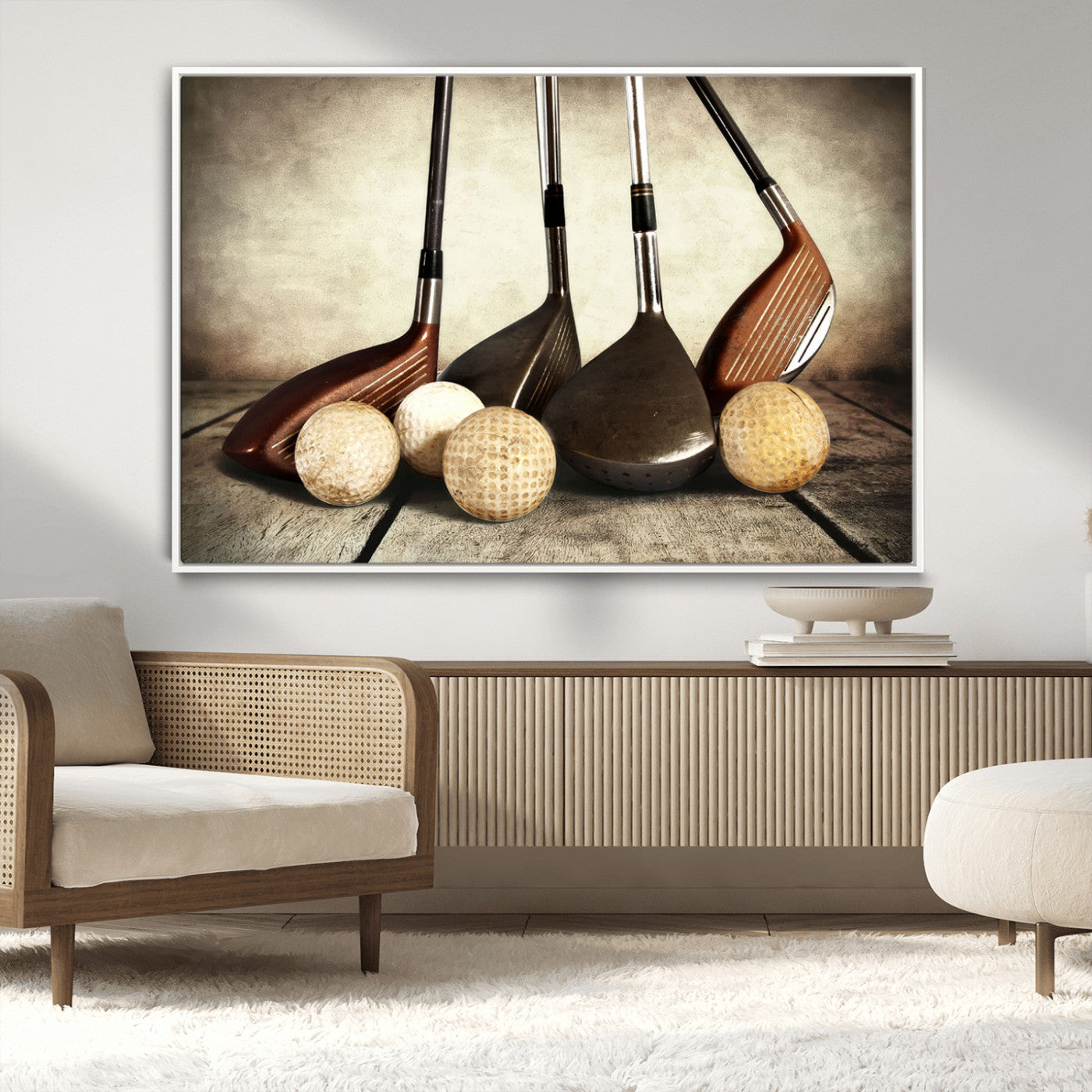 MGV-FC-36X24 - Vintage Golf Ball Art | Golf Decor for Man Cave or Office | Ready to Hang and Framed