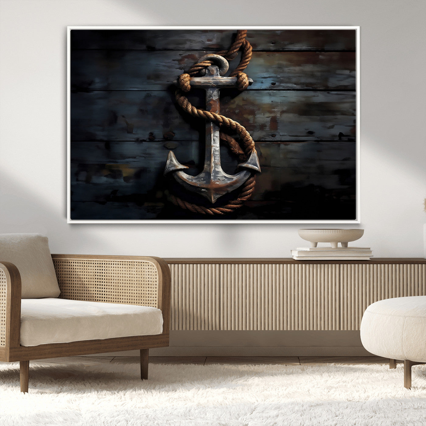 MGV-FC-36X24 - 3 Panel Grunge Abstract Anchor Wall Art Canvas Print Set