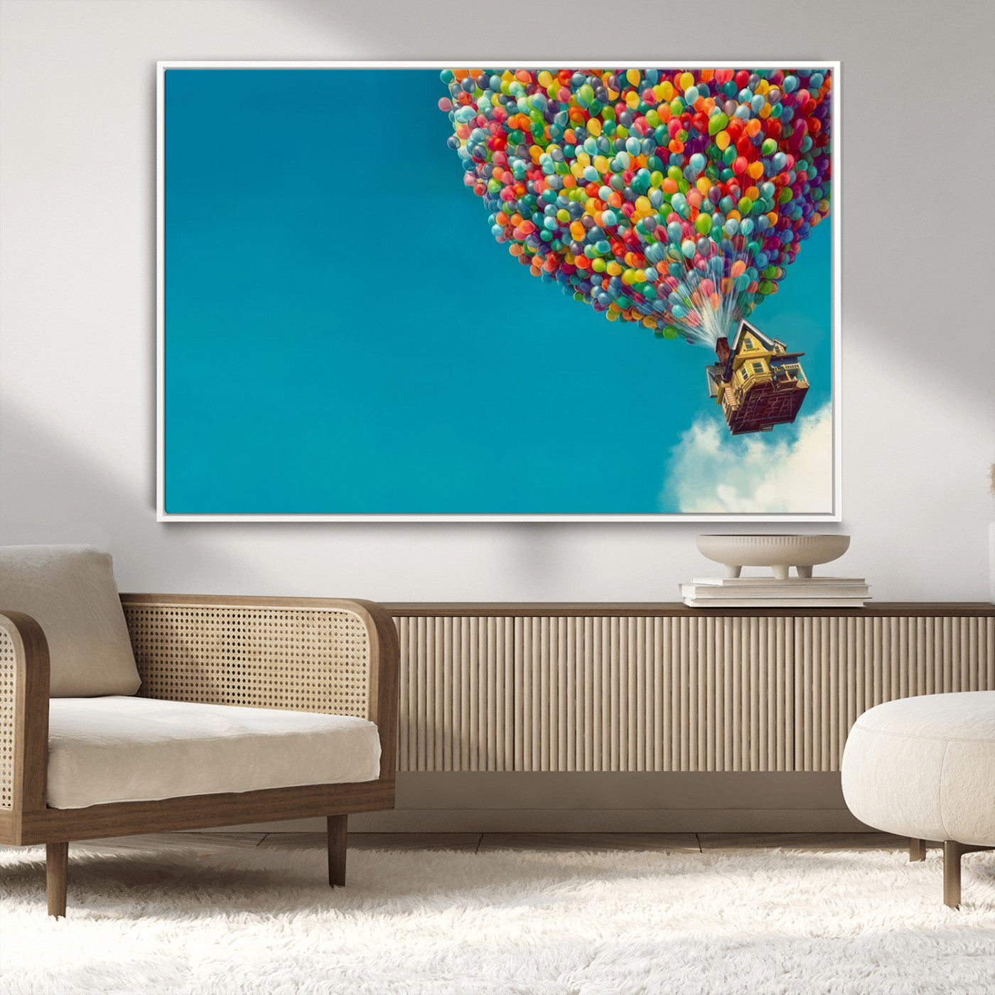 MGV-FC-36X24 - Carl Fredricksen, Up Movie Wall Art, Colorful Balloon House Art | Whimsical Wall Decor for Living