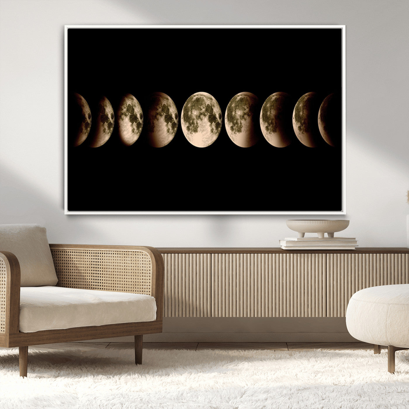 MGV-FC-36X24 - Phases of the Moon Wall Art | Canvas Print for Modern Wall Decor | Ready to Hang and Framed