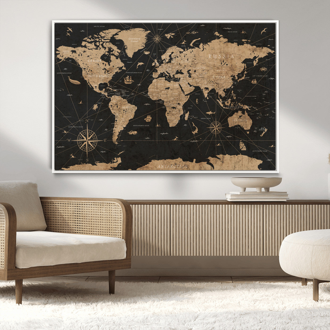 61023-MGV-CV-36X24-World Map Canvas Print – Framed Wall Art for Home Decor
