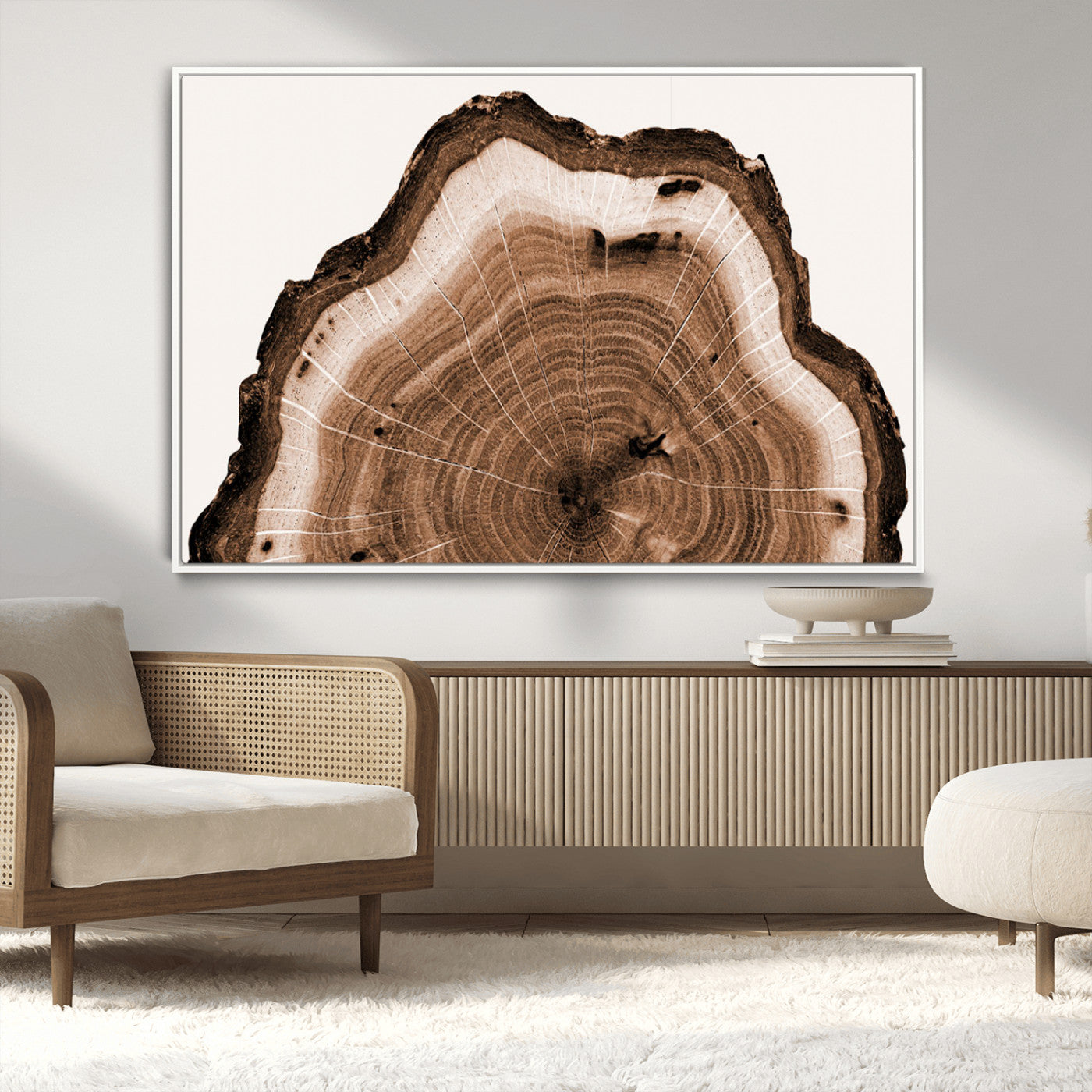 45195-MGV-CV-36X24-Rustic Wood Rings Wall Art | Nature-Inspired Tree Ring Canvas Print | Ready to Hang and Framed for