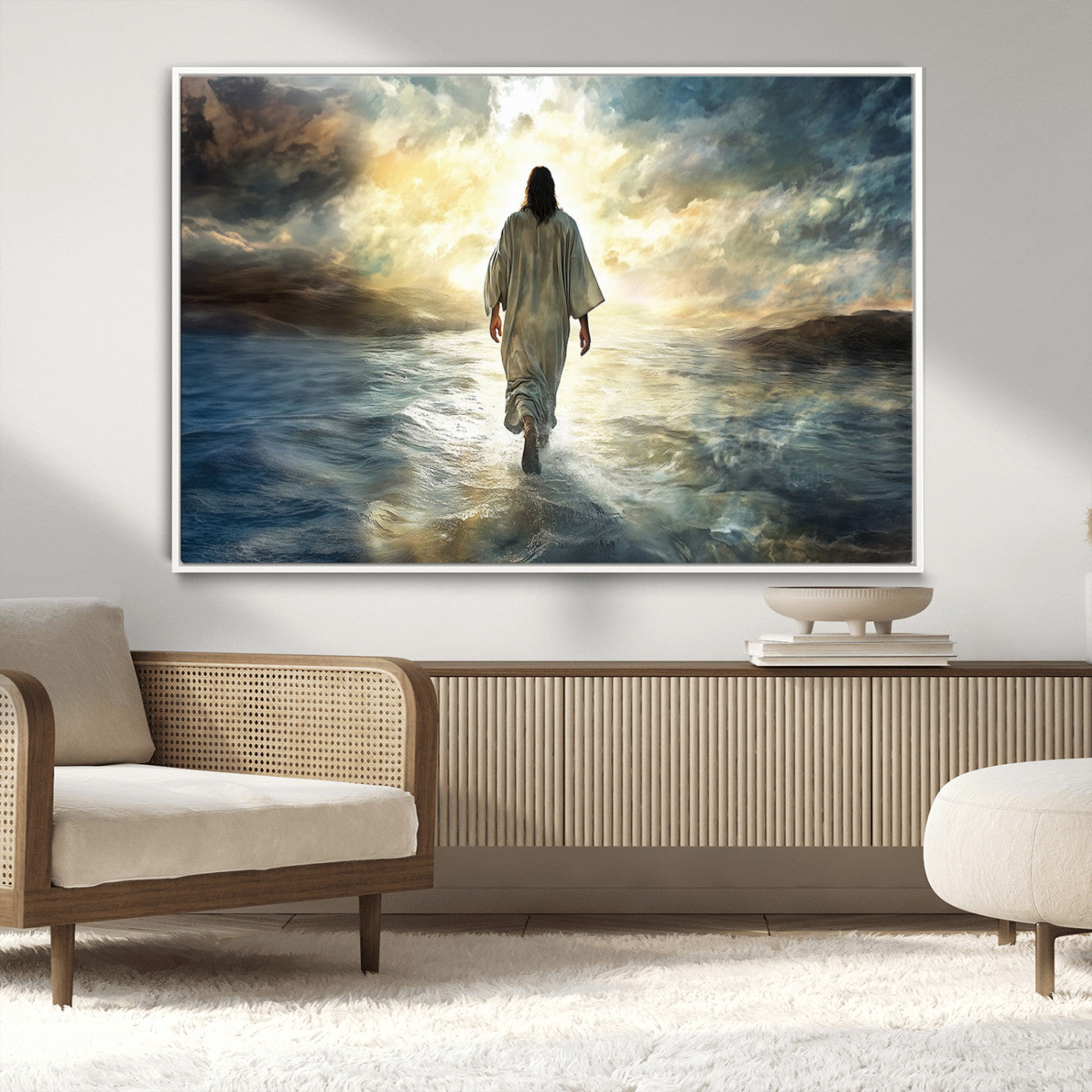 MGV-FC-36X24 - Jesus Walking on Water Wall Art | Canvas Print | Ready to Hang | Christian Home Decor | Spiritual