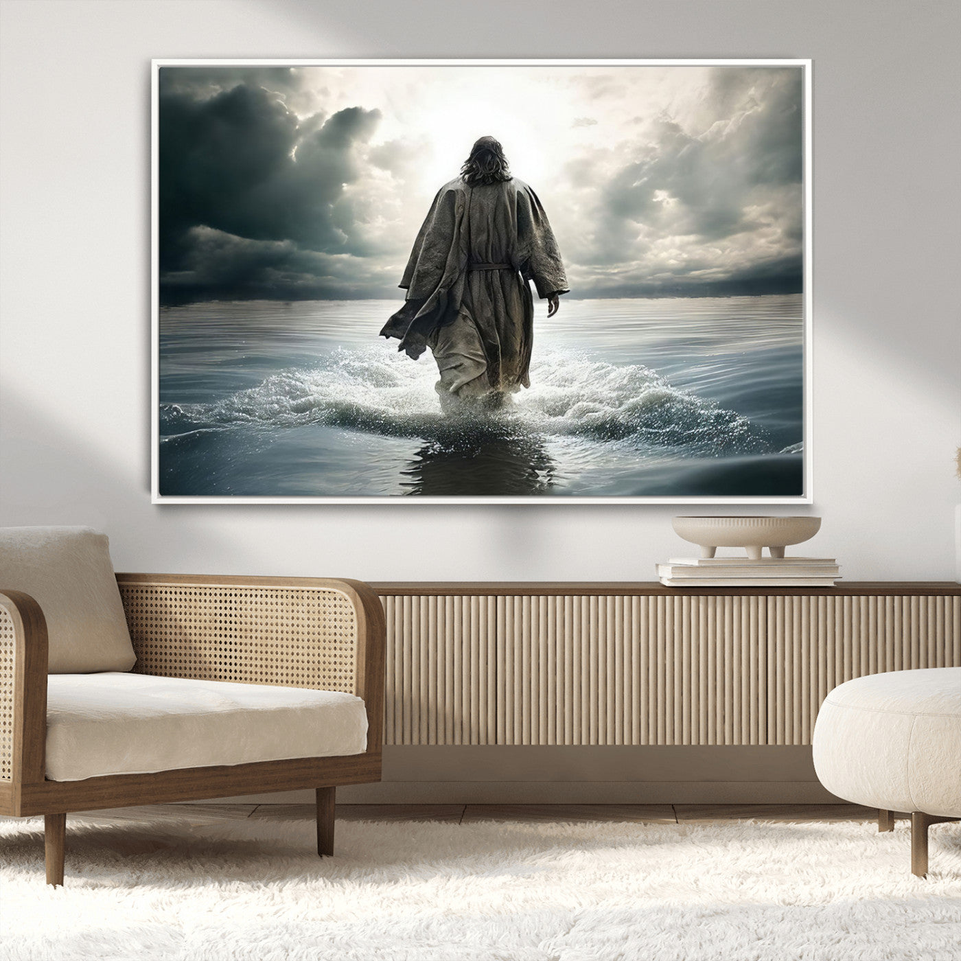 MGV-FC-36X24 - Jesus Walking on Water Wall Art | Canvas Print | Ready to Hang | Christian Home Decor | Spiritual