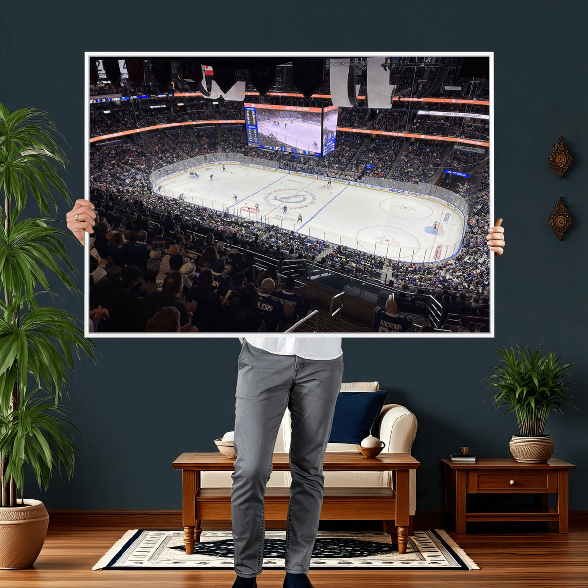51641-MGV-CV-36X24 - Amalie Arena Florida Wall Art Canvas Print, NHL Hockey, Framed and Ready to Hang