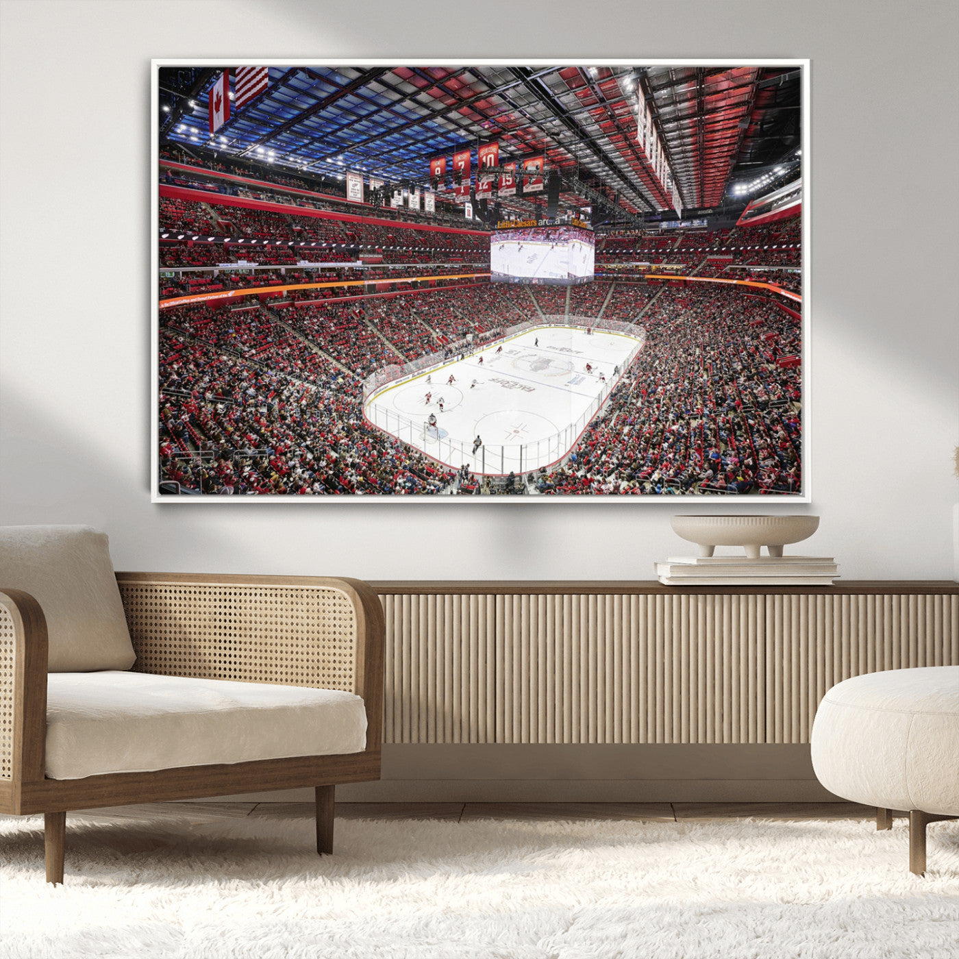 MGV-FC-36X24 - Barton Malow Little Caesars Arena Detroit Wall Art Canvas Print - Detroit Hockey and Basketball