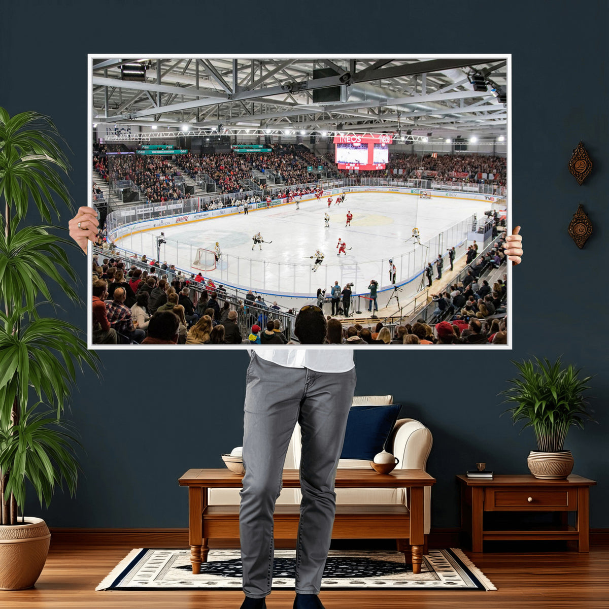 79352-MGV-CV-36X24 - Lausanne Arena Ice Hockey Stadium Wall Art Canvas Print