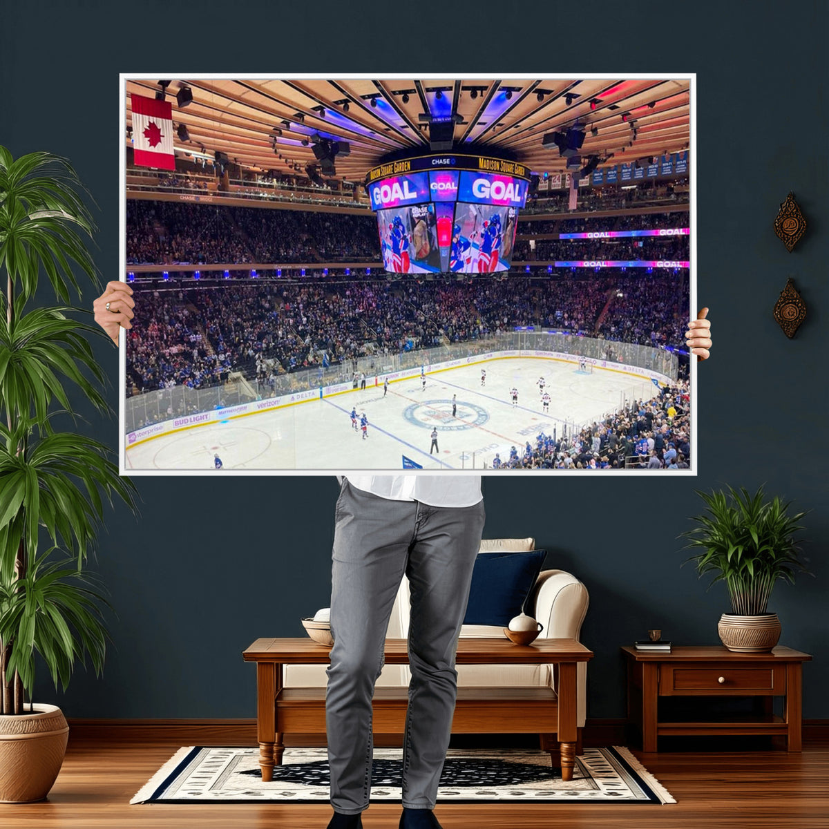 36401-MGV-CV-36X24 - Madison Square Garden New York Rangers Hockey Stadium Wall Art Canvas