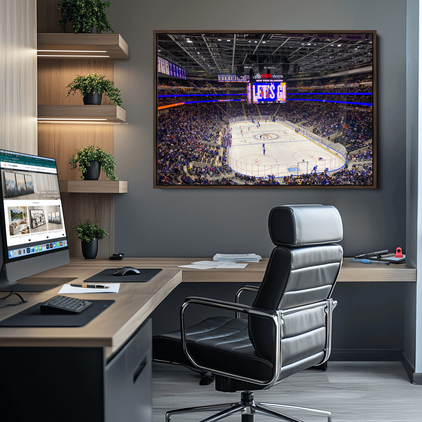 78692-MGV-CV-36X24-UBS Arena Elmont New York Islanders Ice Hockey Wall Art, UBS Arena Elmont Wall Art Canvas Print