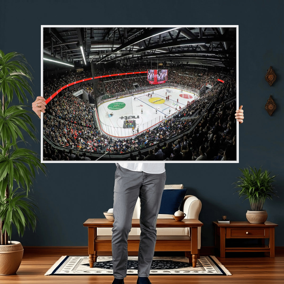 46282-MGV-CV-36X24 - Vaudoise Lausanne Ice Hockey Arena Stadium Wall Art Canvas