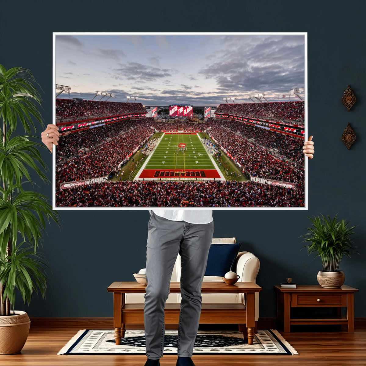 35698-MGV-CV-36X24 - Florida Tampa Raymond James Stadium Wall Art Canvas Print - NFL Football Stadium Print Canvas
