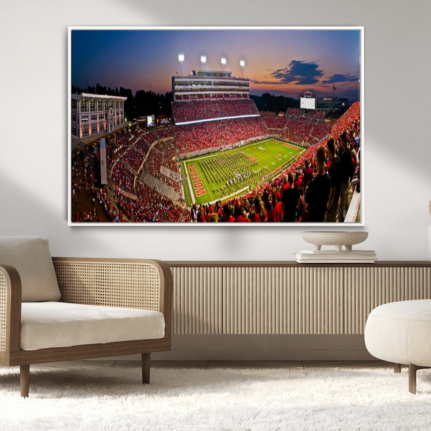 MGV-FC-36X24 - NC State Wolfpack Football Team Print - Raleigh Carter-Finley Stadium Wall Art Canvas Print