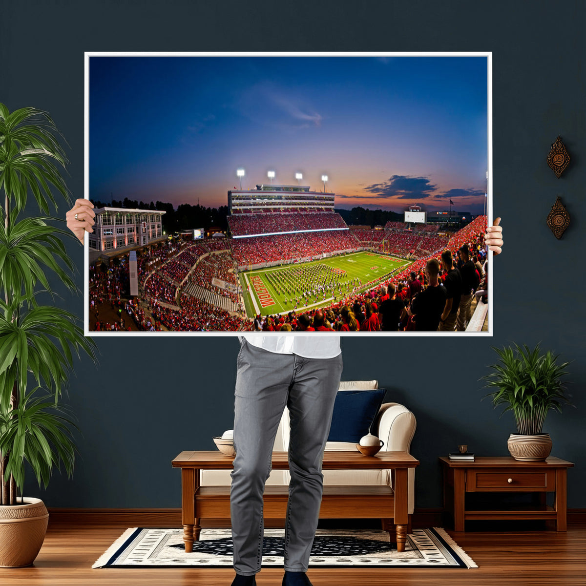33313-MGV-CV-36X24 - NC State Wolfpack Football Team Print - Raleigh Carter-Finley Stadium Wall Art Canvas Print