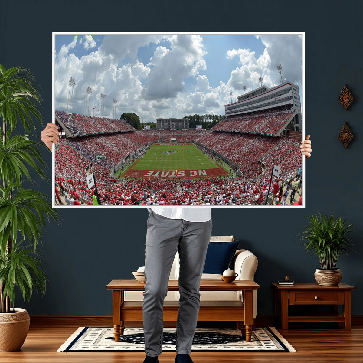 30640-MGV-CV-36X24 - NC State Wolfpack Football Team Print Canvas- Raleigh Carter-Finley Stadium Wall Art Canvas Print
